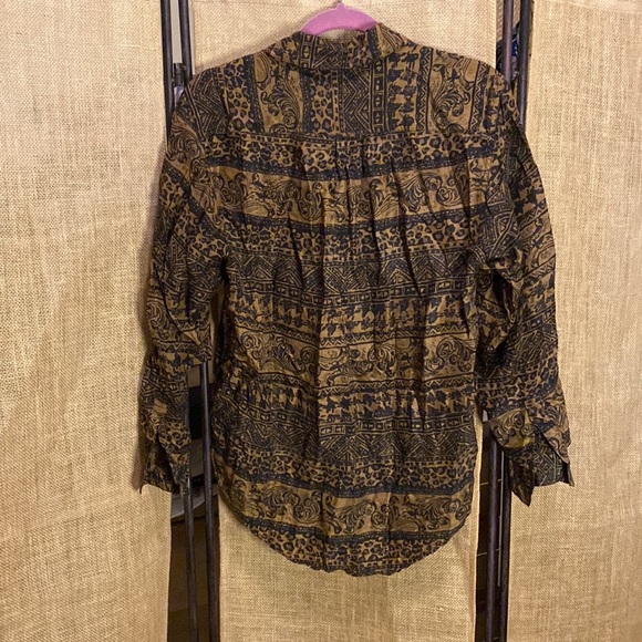 Vintage Mixed Pattern 100% Silk Blouse - Picture 7 of 9